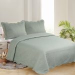 ΜΟΝΟ ΚΟΥΒΕΡΛΙ SOLID (160cm x 220cm + 1 x 50cm x 70cm ) MINT/CREAM SilkFashion