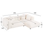 ΚΑΝΑΠΕΣ ΓΩΝΙΑ (ΔΕΞΙΑ) 3-ΘΕΣΙΟΣ GRACE HM3280.02R ΛΕΥΚΟ ΥΦΑΣΜΑ 252x160x70-90Υεκ - Image 2