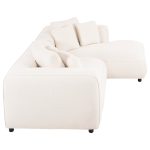 ΚΑΝΑΠΕΣ ΓΩΝΙΑ (ΔΕΞΙΑ) 3-ΘΕΣΙΟΣ GRACE HM3280.02R ΛΕΥΚΟ ΥΦΑΣΜΑ 252x160x70-90Υεκ - Image 4