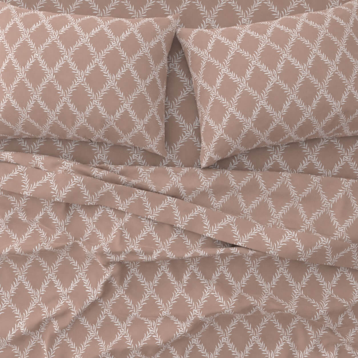lucia-2-dusty-rose Σετ Σεντόνια Μονά 2Χ(1.75Χ2,60)+1Χ(52Χ72) Lucia Chocolat Astron Italy - Image 1