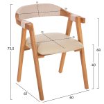 ΠΟΛΥΘΡΟΝΑ RIMINI HM9867.07 ΞΥΛΟ TEAK ΦΥΣΙΚΟ-ΜΠΕΖ ΣΧΟΙΝΙ & PU ΚΑΘΙΣΜΑ 60x61x75,5Υεκ. - Image 2