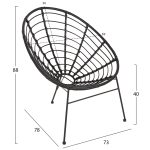 ΠΟΛΥΘΡΟΝΑ ΤΥΠΟΥ ΦΩΛΙΑ ΜΕΤΑΛΛΙΚΗ ALLEGRA HM5458.12 ΜΕ WICKER-ΜΑΥΡΟ 73x78x88Υεκ. - Image 2