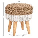 ΣΚΑΜΠΟ BEAM HM7827.01 ΞΥΛΟ ΤΕΑΚ ΚΑΙ SEAGRASS ΣΕ ΦΥΣΙΚΟ & ΛΕΥΚΟ Φ42x46Yεκ. - Image 2