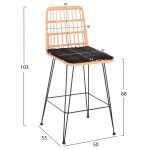 ΣΚΑΜΠΟ ΜΕΣ.ΥΨΟΥΣ ALLEGRA HM5643.11 ΜΕΤΑΛΛΟ&ΜΑΞΙΛΑΡΙ ΜΑΥΡΟ-WICKER ΜΠΕΖ 50x55x103Υεκ. - Image 2