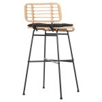 ΣΚΑΜΠΟ ΜΠΑΡ ΨΗΛΟ ALLEGRA HM5708.11 ΜΕΤΑΛΛΟ&ΜΑΞΙΛΑΡΙ ΜΑΥΡΟ-WICKER ΜΠΕΖ 48x49x99,5Υεκ. - Image 5