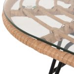 ΤΡΑΠΕΖΙ ΟΒΑΛ ΧΑΜΗΛΟ ALLEGRA HM5695.11 ΜΠΕΖ WICKER-ΜΑΥΡΟ ΜΕΤΑΛΛΟ 100x45x51,5Υεκ. - Image 6