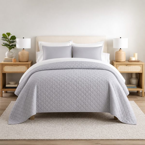 Κουβερλί Μονό Ξενοδοχείου 160x240 100% Cοtton Grey Astron Italy