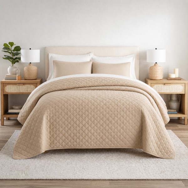 Κουβερλί Μονό Ξενοδοχείου 160x240 100% Cοtton Beige Astron Italy