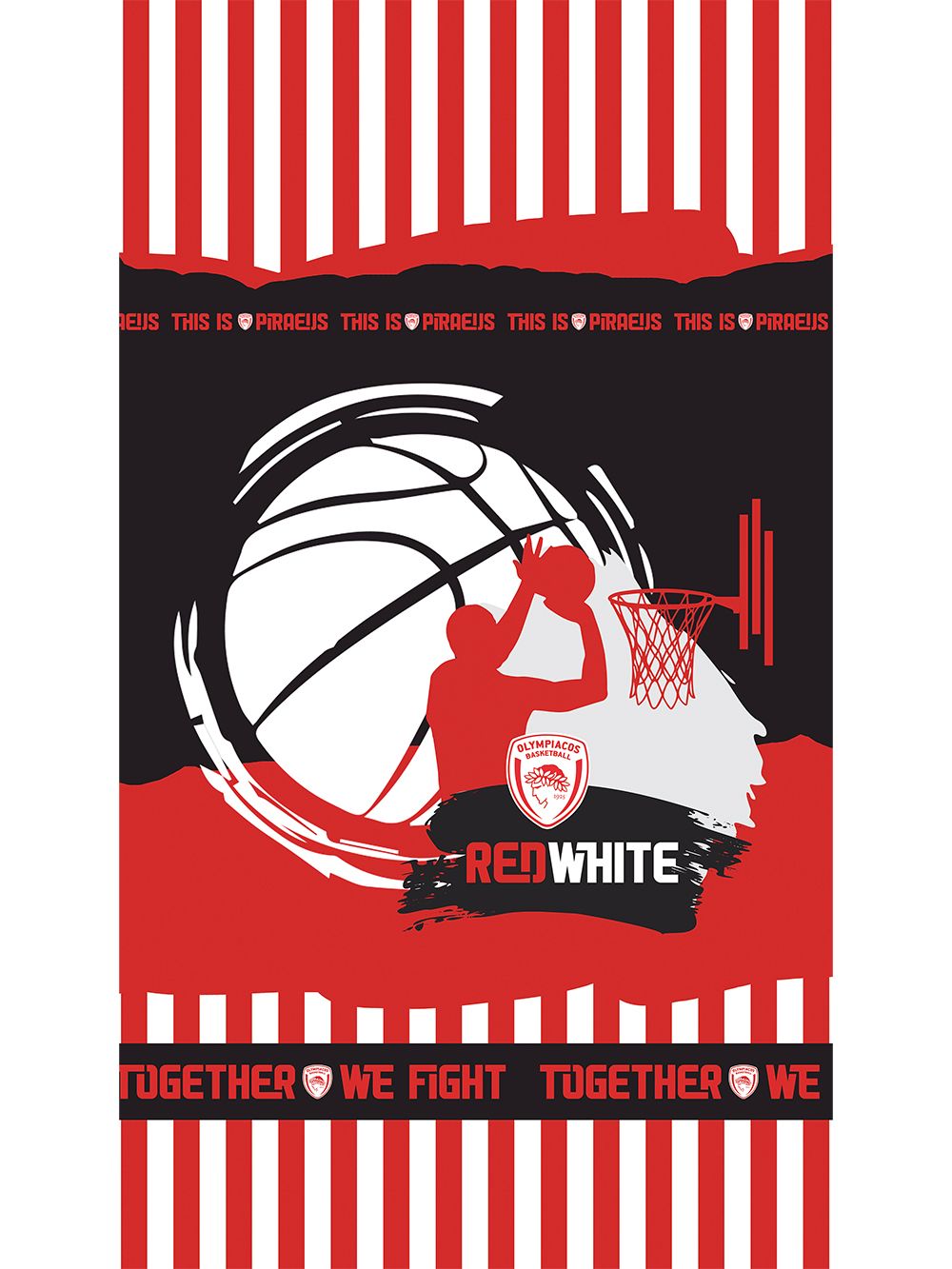 5205857308223_3 Πετσέτα Θαλάσσης Beach Collection 90x160 NM OLYMPIACOS/2 Κόκκινο Palamaiki - Image 1