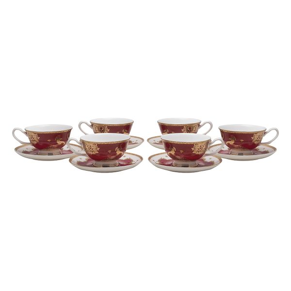 Beauty Home Σετ φλυτζάνια τσαγιού πορσελάνης 12τμχ Eternal Art 7716 Μπορντό