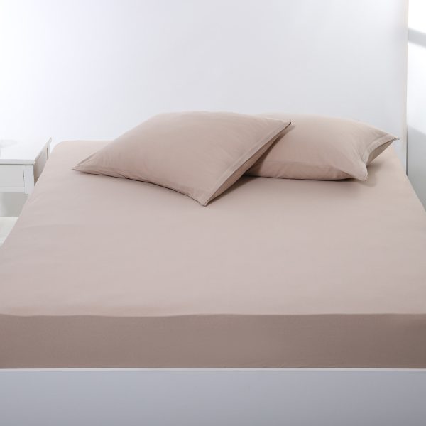 Σεντόνι με λάστιχο jersey (180cm x 200cm + 35cm) dark beige SilkFashion