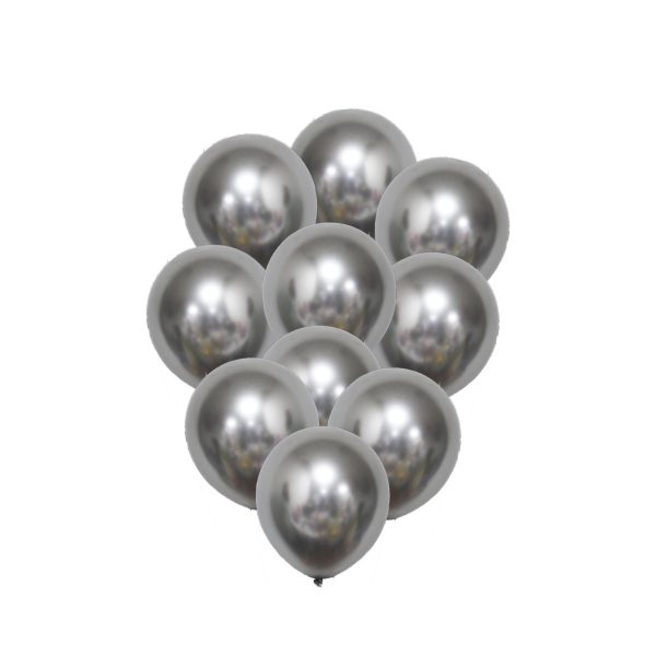 Beauty Home 10 Μπαλόνια Μεταλλικό Ασημί Ø30cm