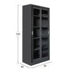 ΒΙΒΛΙΟΘΗΚΗ ΜΕ ΣΥΡΟΜΕΝΕΣ ΠΟΡΤΕΣ SIDER HM6632.01 ΜΕΤΑΛΛΙΚΗ ΜΑΥΡΗ 90x40x185Υεκ - Image 2