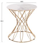 ΒΟΗΘΗΤΙΚΟ ΤΡΑΠΕΖΑΚΙ RUDY HM18037.01 ΚΕΡΑΜΙΚΟ TOP ΛΕΥΚΟ-ΜΕΤΑΛΛΟ ΧΡΥΣΟ Φ45x48,5Υεκ. - Image 2