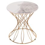 ΒΟΗΘΗΤΙΚΟ ΤΡΑΠΕΖΑΚΙ RUDY HM18037.01 ΚΕΡΑΜΙΚΟ TOP ΛΕΥΚΟ-ΜΕΤΑΛΛΟ ΧΡΥΣΟ Φ45x48,5Υεκ. - Image 3