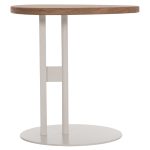 ΒΟΗΘΗΤΙΚΟ ΤΡΑΠΕΖΙ ΟΒΑΛ ALPER HM18328 MDF SONAMA--ΜΕΤΑΛΛΟ ΛΕΥΚΟ 50x50x51Υεκ. - Image 3