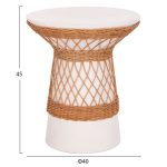 ΒΟΗΘΗΤΙΚΟ ΤΡΑΠΕΖΙ ΣΤΡΟΓΓΥΛΟ DELIA HM18167.02 FIBER CEMENT ΛΕΥΚΟ & RATTAN Φ40x45Υεκ - Image 2