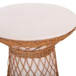 ΒΟΗΘΗΤΙΚΟ ΤΡΑΠΕΖΙ ΣΤΡΟΓΓΥΛΟ DELIA HM18167.02 FIBER CEMENT ΛΕΥΚΟ & RATTAN Φ40x45Υεκ - Image 4