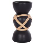 ΔΙΑΚΟΣΜΗΤΙΚΟ ΒΑΖΟ ΔΑΠΕΔΟΥ MAYNARD HM4672.01L TERRACOTTA ΜΑΥΡΟ-RATTAN Φ32x62.5Υεκ