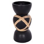 ΔΙΑΚΟΣΜΗΤΙΚΟ ΒΑΖΟ ΔΑΠΕΔΟΥ MAYNARD HM4672.01L TERRACOTTA ΜΑΥΡΟ-RATTAN Φ32x62.5Υεκ - Image 3