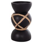 ΔΙΑΚΟΣΜΗΤΙΚΟ ΒΑΖΟ ΔΑΠΕΔΟΥ MAYNARD HM4672.01S TERRACOTTA ΜΑΥΡΟ-RATTAN Φ27.5x50Υ - Image 4