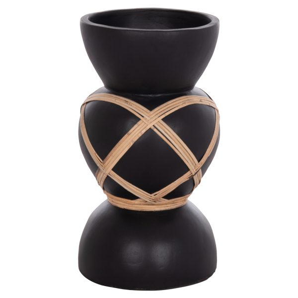 ΔΙΑΚΟΣΜΗΤΙΚΟ ΒΑΖΟ ΔΑΠΕΔΟΥ MAYNARD HM4672.01S TERRACOTTA ΜΑΥΡΟ-RATTAN Φ27.5x50Υ