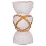 ΔΙΑΚΟΣΜΗΤΙΚΟ ΒΑΖΟ ΔΑΠΕΔΟΥ MAYNARD HM4672.02L TERRACOTTA ΛΕΥΚΟ--RATTAN Φ32x62.5Υεκ.