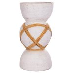 ΔΙΑΚΟΣΜΗΤΙΚΟ ΒΑΖΟ ΔΑΠΕΔΟΥ MAYNARD HM4672.02L TERRACOTTA ΛΕΥΚΟ--RATTAN Φ32x62.5Υεκ. - Image 3