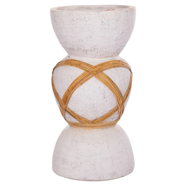 ΔΙΑΚΟΣΜΗΤΙΚΟ ΒΑΖΟ ΔΑΠΕΔΟΥ MAYNARD HM4672.02L TERRACOTTA ΛΕΥΚΟ--RATTAN Φ32x62.5Υεκ.