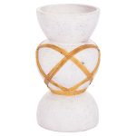 ΔΙΑΚΟΣΜΗΤΙΚΟ ΒΑΖΟ ΔΑΠΕΔΟΥ MAYNARD HM4672.02S TERRACOTTA ΛΕΥΚΟ--RATTAN Φ27.5x50Υεκ