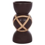 ΔΙΑΚΟΣΜΗΤΙΚΟ ΒΑΖΟ ΔΑΠΕΔΟΥ MAYNARD HM4672.07L TERRACOTTA ΣΟΚΟΛΑΤΙ-RATTAN Φ32x62.5Υεκ