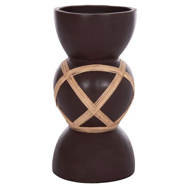 ΔΙΑΚΟΣΜΗΤΙΚΟ ΒΑΖΟ ΔΑΠΕΔΟΥ MAYNARD HM4672.07L TERRACOTTA ΣΟΚΟΛΑΤΙ-RATTAN Φ32x62.5Υεκ