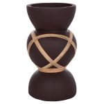 ΔΙΑΚΟΣΜΗΤΙΚΟ ΒΑΖΟ ΔΑΠΕΔΟΥ MAYNARD HM4672.07S TERRACOTTA ΣΟΚΟΛΑΤΙ-RATTAN Φ27.5x50Υεκ - Image 3