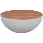 ΔΙΑΚΟΣΜΗΤΙΚΟ ΤΡΑΠΕΖΙ ΣΑΛΟΝΙΟΥ BOWL Φ91x38,5Yεκ. ΛΕΥΚΟ ΜΕ ΞΥΛΟ ΑΚΑΚΙΑΣ HM8717.23 Β'ΔΙΑΛΟΓΗΣ