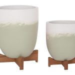 ΓΛΑΣΤΡΕΣ ΣΕΤ 2ΤΜΧ SEON HM4686.09 TERRACOTTA ΣΕ ΛΕΥΚΟ & ΠΡΑΣΙΝΟ--TEAK ΒΑΣΗ - Image 5