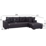 ΓΩΝΙΑΚΟΣ ΚΑΝΑΠΕΣ-ΚΡΕΒΑΤΙ ΜΕ ΑΠΟΘ.ΧΩΡΟ TRENDSTON HM3302.01R ΓΚΡΙ ΥΦΑΣΜΑ 298x177x95Υεκ - Image 2