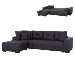 ΓΩΝΙΑΚΟΣ ΚΑΝΑΠΕΣ-ΚΡΕΒΑΤΙ ΜΕ ΑΠΟΘ.ΧΩΡΟ TRENDSTON HM3302.01L ΓΚΡΙ ΥΦΑΣΜΑ 298x177x95Υεκ