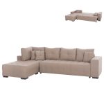 ΓΩΝΙΑΚΟΣ ΚΑΝΑΠΕΣ-ΚΡΕΒΑΤΙ ΜΕ ΑΠΟΘ.ΧΩΡΟ TRENDSTON HM3302.03L ΜΠΕΖ ΥΦΑΣΜΑ 298x177x95Υεκ