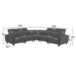 ΓΩΝΙΑΚΟΣ ΚΑΝΑΠΕΣ ΜΕ RECLINE ORACLE HM3290.01 ΓΚΡΙ ΥΦΑΣΜΑ 260x260x90(κάθισμα)x94Υεκ. - Image 2