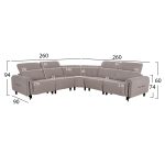 ΓΩΝΙΑΚΟΣ ΚΑΝΑΠΕΣ ΜΕ RECLINE ORACLE HM3290.02 ΜΠΕΖ ΥΦΑΣΜΑ 260x260x90(κάθισμα)x94Υεκ. - Image 2