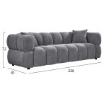 ΚΑΝΑΠΕΣ 3-ΘΕΣΙΟΣ NORIKA HM3331.01 ΓΚΡΙ ΥΦΑΣΜΑ 220x88x85Υεκ. - Image 2