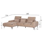 ΚΑΝΑΠΕΣ ΑΡΙΣΤΕΡΗ ΓΩΝΙΑ DIVYA HM3267.11L ΜΠΕΖ ΥΦΑΣΜΑ 260x100-174x104Υεκ. - Image 2