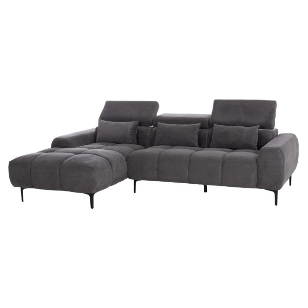 ΚΑΝΑΠΕΣ ΑΡΙΣΤΕΡΗ ΓΩΝΙΑ DIVYA HM3267.12L ΓΚΡΙ ΥΦΑΣΜΑ 260x100-174x104Υεκ.