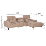 ΚΑΝΑΠΕΣ ΔΕΞΙΑ ΓΩΝΙΑ DIVYA HM3267.11R ΜΠΕΖ ΥΦΑΣΜΑ 260x100-174x104Υεκ. - Image 2