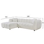 ΚΑΝΑΠΕΣ ΓΩΝΙΑ (ΑΡΙΣΤΕΡΗ) LYKKE HM3326.02L ΕΚΡΟΥ ΥΦΑΣΜΑ 280x89-165(η γωνία)x70Υεκ - Image 2