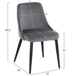 ΚΑΡΕΚΛΑ SERENITY HM8527.11 ΒΕΛΟΥΔΟ ΓΚΡΙ ΜΕ ΜΑΥΡΑ ΜΕΤΑΛΛΙΚΑ ΠΟΔΙΑ 51x54x83,5Υεκ. - Image 2