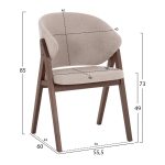 ΚΑΡΕΚΛΑ HANA HM9746.11 RUBBERWOOD ΣΕ ΚΑΡΥΔΙ ΧΡΩΜΑ-ΜΠΕΖ ΥΦΑΣΜΑ 55,5x60x85Yεκ. - Image 2