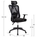 ΚΑΡΕΚΛΑ ΓΡΑΦΕΙΟΥ MEXER HM1195.01 ΜΑΥΡΟ MESH-PP ΒΑΣΗ 68x70x136Υεκ. - Image 2
