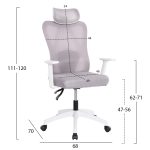 ΚΑΡΕΚΛΑ ΓΡΑΦΕΙΟΥ MEXER HM1195.02 ΓΚΡΙ MESH-PP ΒΑΣΗ-ΣΚΕΛΕΤΟΣ ΛΕΥΚΟΣ 68x70x136Υεκ. - Image 2