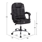 ΚΑΡΕΚΛΑ ΓΡΑΦΕΙΟΥ LAGOM HM1198 ΜΑΥΡO PVC-ΜΕΤΑΛ.ΒΑΣΗ-ΜΑΥΡΟΣ ΣΚΕΛΕΤΟΣ 60x70x104Υεκ - Image 2